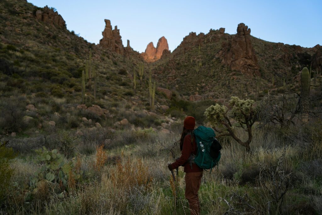 A women hiking in the Arizona mountains 